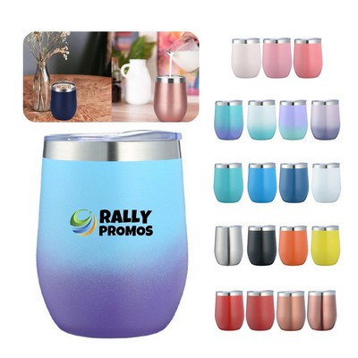 Customized 12oz Double Wall Wine Tumbler With Lid
