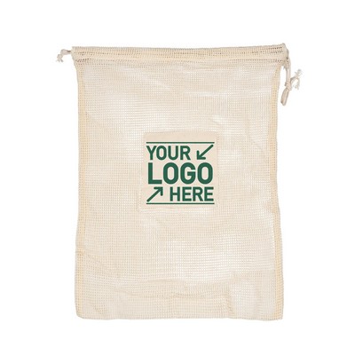Reusable Cotton Mesh Produce Bag with Drawstring – 140g