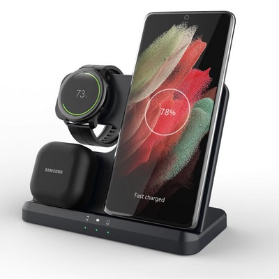 Portable 3" 1 Wireless Chargers Fast Charging Station 15W for Samsung