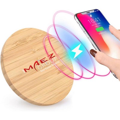 Charging Pad, 15W Bamboo Charger, Fast Qi Charging Station,