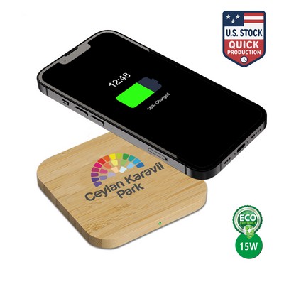 Eco-Friendly 15W Bamboo Wireless Charger