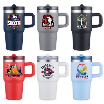 Stout Spout 20oz Recycled Stainless Steel Travel Mug with Handle & Built in Straw Lid