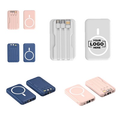 Magnetic Wireless Power Bank with Built-in Cables