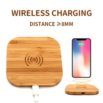 Fast Charging 15W Bamboo Wireless Charger Pad with Logo Custom