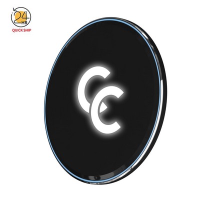 Light Up Wireless Charger Qi 15W Wireless Charging Pad , LED Logo Fast Charger