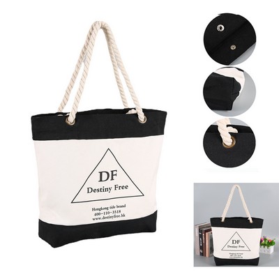 Cotton Resort Tote with Rope Handle