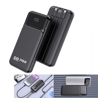 10000mAh Portable Power Bank with 3 Built in Cables