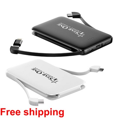 5000 Mah Power Bank With Built-In Cable