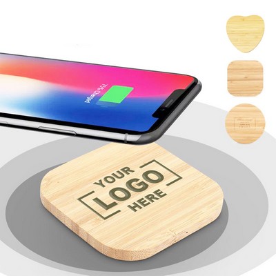 15W Square Bamboo Wireless Charger