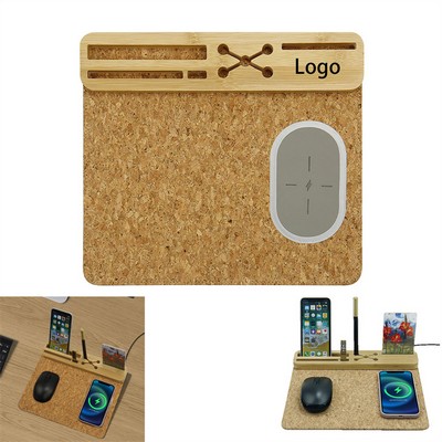 Bamboo Wooden Stand Wireless Charging Mouse Pad