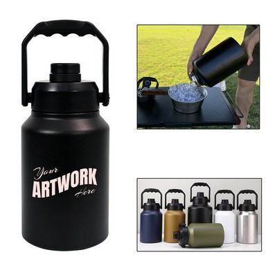 64OZ Half Gallon Stainless Steel Vacuum Insulated Water Jug Bottle Growler With Twist On Spout Lid H