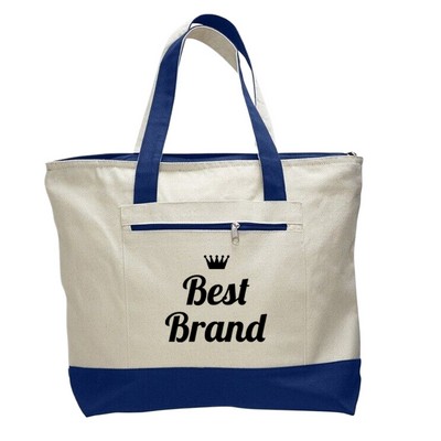 12-Oz Poly-Cotton Canvas Zippered Tote Bag