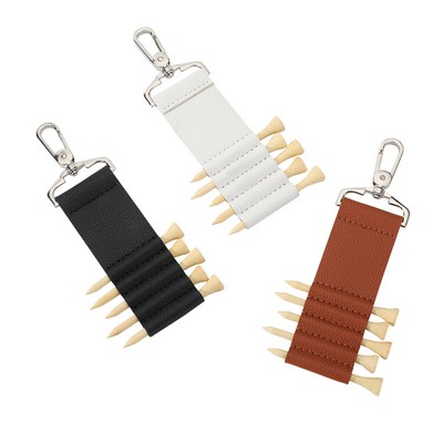 PU Leather Golf Ball Tee Bag With 5 Holes