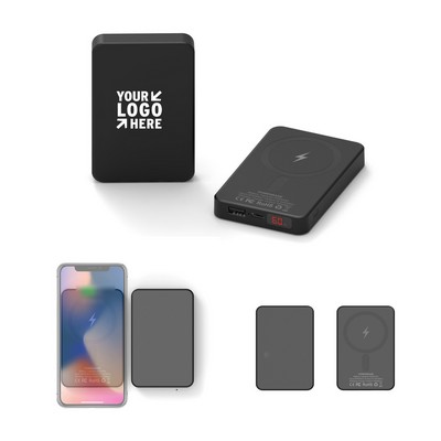 10000mAh LED Rectangular Wireless Charger Power Bank