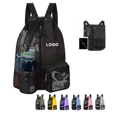Swim Mesh Drawstring Backpack
