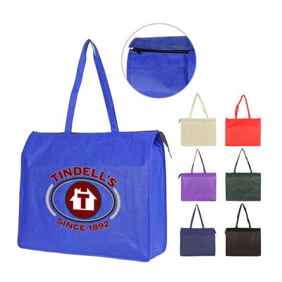 Extra Large Recycled Non-Woven Polypropylene Tote w/ Zipper