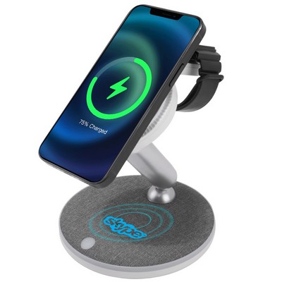 Peoria 3-In-1 Magnetic Wireless Charger & Stand with Night Light