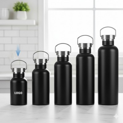 350Ml Stainless Steel Bottle W/ Foldable Handle Ring