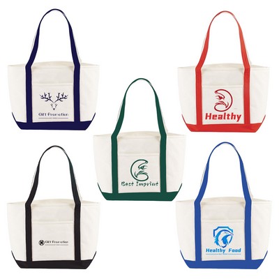 12 oz. Cotton Canvas Large Tote Bag W/Front Pocket