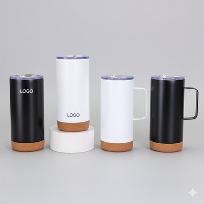 16 Oz. Cork Bottom Straight Car Tumbler 304 Stainless Steel Double Wall Vacuum Insulated Coffee Mug