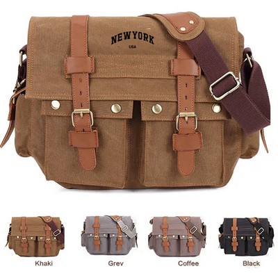 Men's Vintage Canvas Leather Shoulder Bag