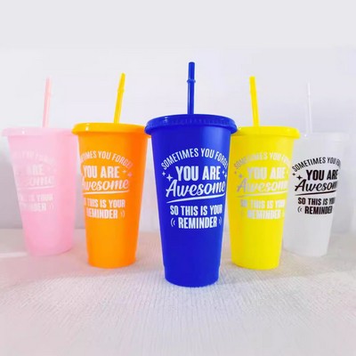 24oz PP Plastic Tumbler with Straw