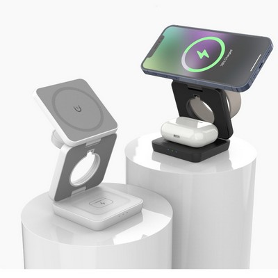 3-1 Foldable Magnetic Wireless Charger *Fast Charge 15W*